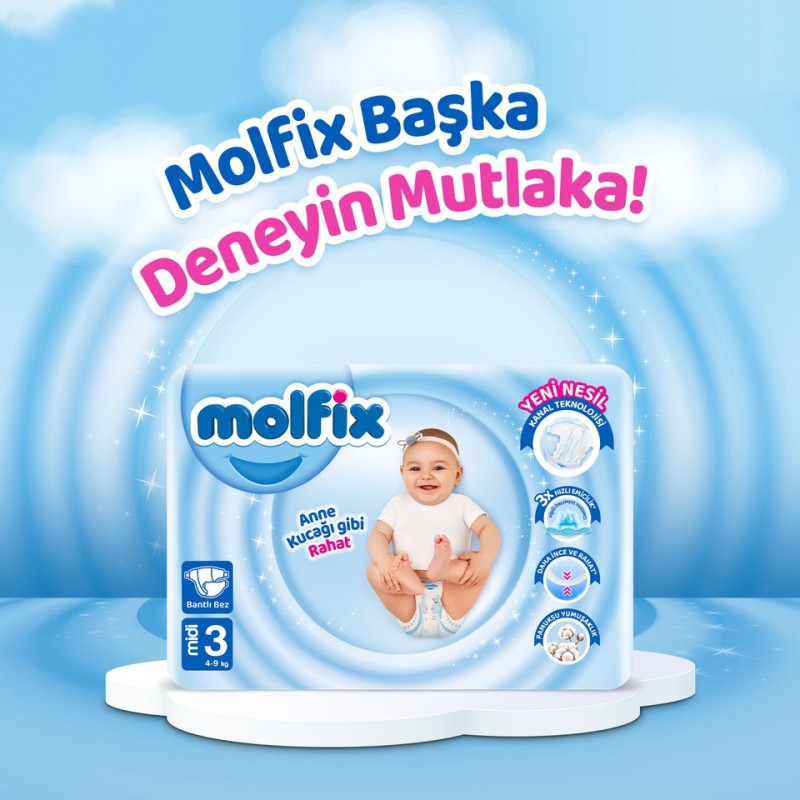 Molfix Nappies Size 3 Midi Advantage Pack 204 Pieces