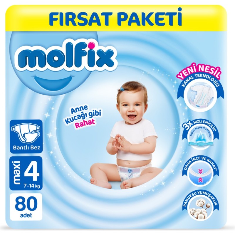 Molfix Nappies Size 4 Maxi Offer Pack 80 Pieces