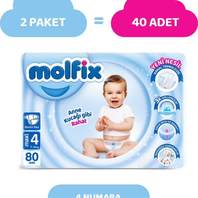 Molfix Nappies Size 4 Maxi Offer Pack 80 Pieces